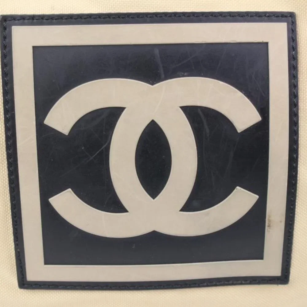 Chanel XL Beige CC Logo Sports Duffle Boston Gym Bag 27cz427s